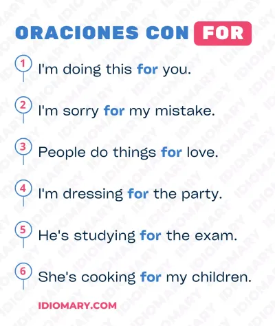Oraciones en inglés con For