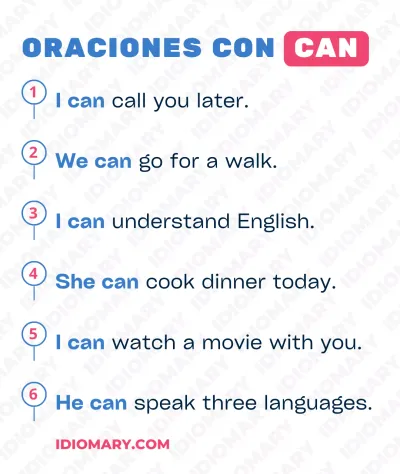 Oraciones en inglés con Can