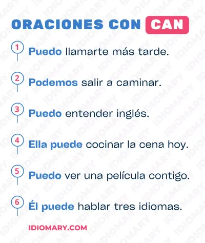 Oraciones en inglés con Can