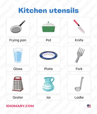 Lista completa de palabras de utensilios en inglés de cocina